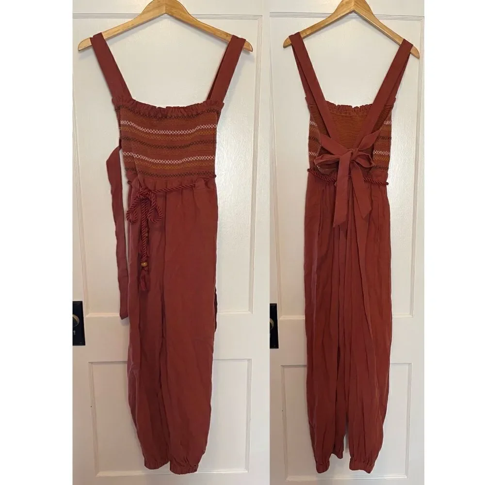 Free People - Sienna Smocked Jumpsuit in Sumac
